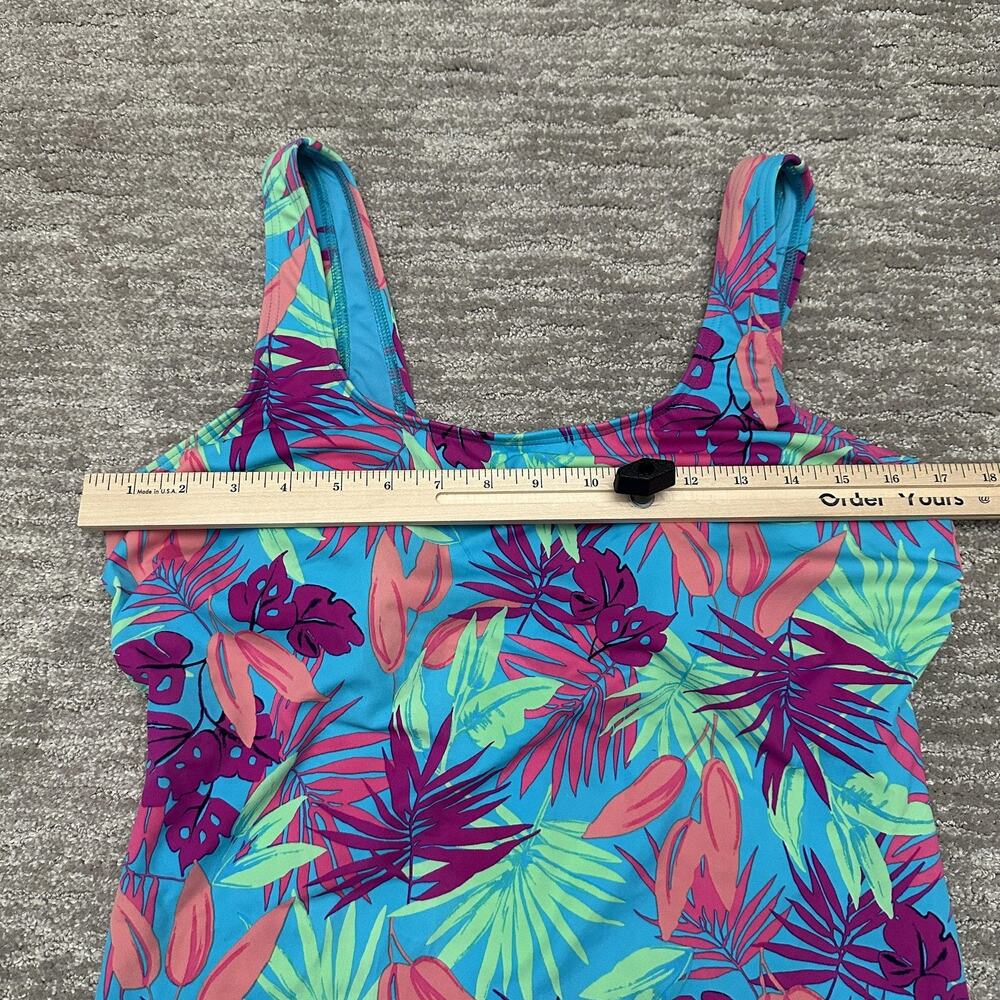 Lands' End Swimsuit Womens 16L Blue Floral Tropical One Piece Bathing Suit - Picture 8 of 13
